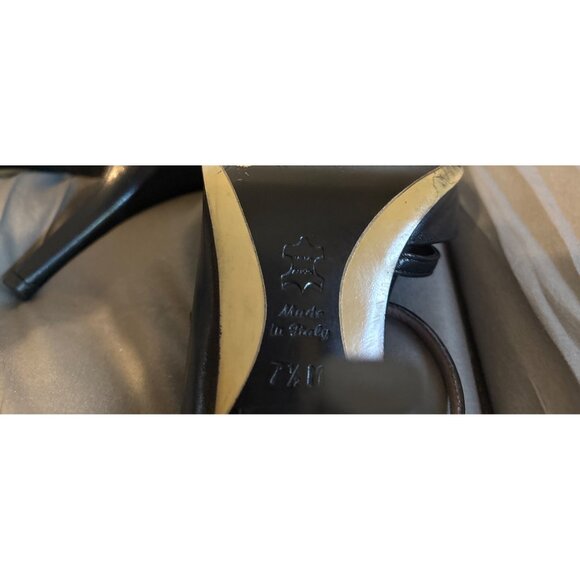 Women's Black Leather Shoe Kenneth Cole Strappy High Heels 7 1/2 Vamp Italy - Picture 10 of 10